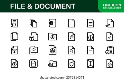 File and Document Icons for Digital Management. High-Quality Vector Illustrations for Workflows and Productivity Tools
