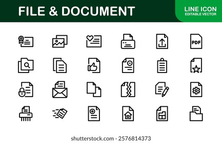 File and Document Icons for Digital Management. High-Quality Vector Illustrations for Workflows and Productivity Tools