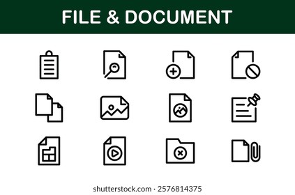 File and Document Icons for Digital Management. High-Quality Vector Illustrations for Workflows and Productivity Tools
