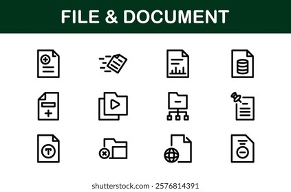 File and Document Icons for Digital Management. High-Quality Vector Illustrations for Workflows and Productivity Tools