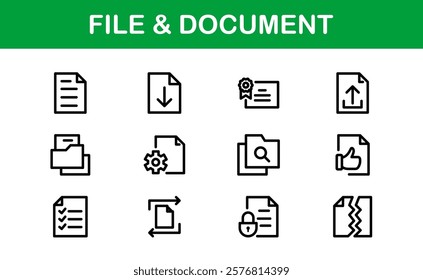 File and Document Icons for Digital Management. High-Quality Vector Illustrations for Workflows and Productivity Tools