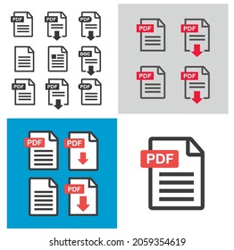 Iconos del documento de archivo. icono de descarga de archivo PDF