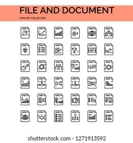 File And Document Icons Set. UI Pixel Perfect Well-crafted Vector Thin Line Icons. The illustrations are a vector.