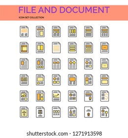 File And Document Icons Set. UI Pixel Perfect Well-crafted Vector Thin Line Icons. The illustrations are a vector.