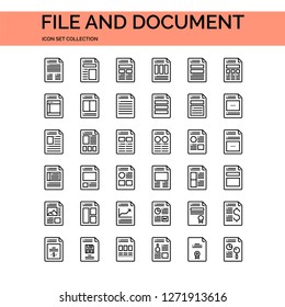File And Document Icons Set. UI Pixel Perfect Well-crafted Vector Thin Line Icons. The illustrations are a vector.