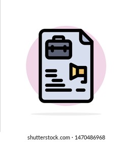 File, Document, Job, Bag Abstract Circle Background Flat color Icon. Vector Icon Template background