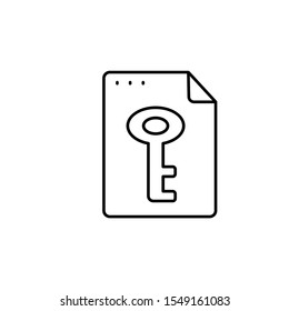 File, document, key icon. Simple line, outline vector of icons for ui and ux, website or mobile application