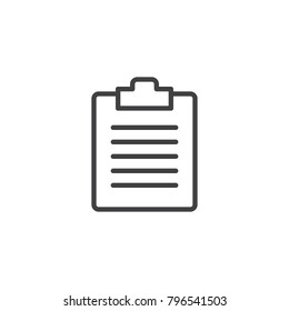 File document line icon, outline vector sign, linear style pictogram isolated on white. Checklist clipboard symbol, logo illustration. Editable stroke