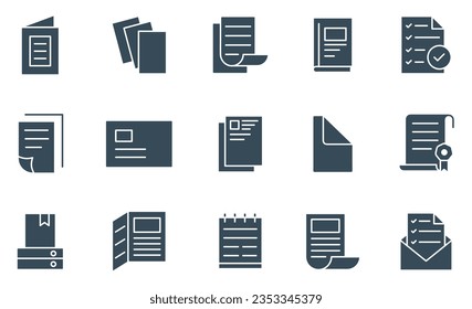 File document line icon set. collection of paper and files, management icons vector illustration