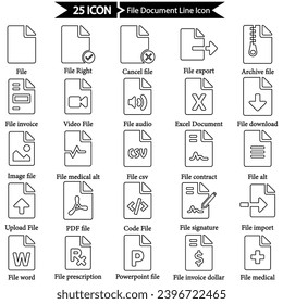 File Document Line Icon Set, Vector graphics 