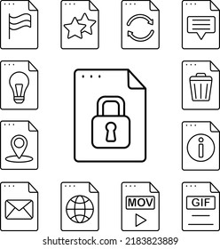 File, document, lock icon in a collection with other items