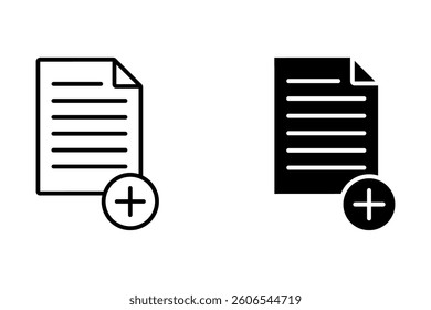 File and document outline icon set add document. For graphic and web design collection logo vector illustration