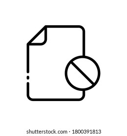 File, document, paper with disable outline icons. Vector illustration. Editable stroke. Isolated icon suitable for web, infographics, interface and apps.