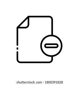 Archivo, documento, papel con iconos de contorno menos. Ilustración vectorial. Trazo editable. Icono aislado adecuado para web, infografías, interfaz y aplicaciones.