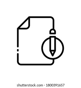 File, document, paper with pencil outline icons. Vector illustration. Editable stroke. Isolated icon suitable for web, infographics, interface and apps.