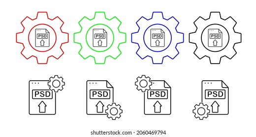 File, document, psd vector icon in gear set illustration for ui and ux, website or mobile application