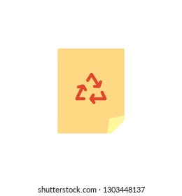 File document recycling flat icon, vector sign, colorful pictogram isolated on white. Recycling paper sheet symbol, logo illustration. Flat style design