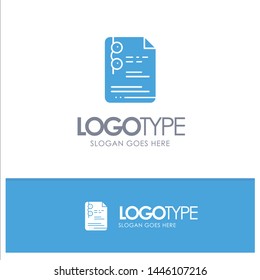 File, Document, School, Education Blue Solid Logo with place for tagline