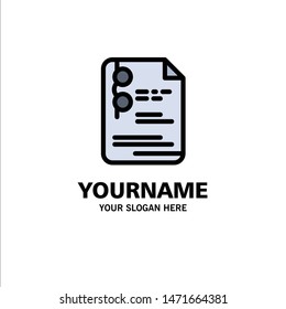 File, Document, School, Education Business Logo Template. Flat Color