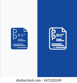 File, Document, School, Education Line and Glyph Solid icon Blue banner Line and Glyph Solid icon Blue banner. Vector Icon Template background