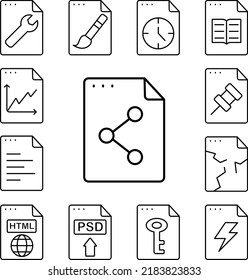 File, document, share icon in a collection with other items