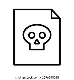 File, document, skull, virus icon vector image. Can also be used for cyber security. Suitable for use on web apps, mobile apps and print media.
