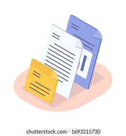 File Document Type Isometric Icon With Modern Flat Style Color