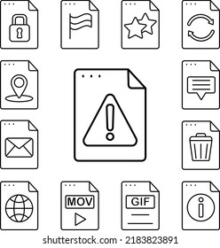 File, document, warning, exclamation point icon in a collection with other items