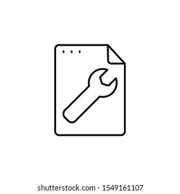 File, document, wrench icon. Simple line, outline vector of icons for ui and ux, website or mobile application