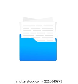 File With Documents, Computer Shortcut. Vector Illustration