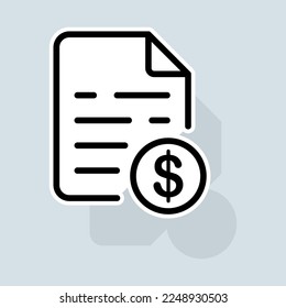 File with dollar line icon. Installment plan, mortgage, securities, documents, money, credit, contract, banking system. Banking concept. Vector sticker line icon on white background