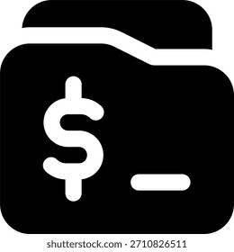 Datei-Dollar-Vektordesign im modernen Stil, Geschäftsfinanzdokument und digitales Rechnungskonzept, Buchhaltungsgrafik. Glyphensymbol