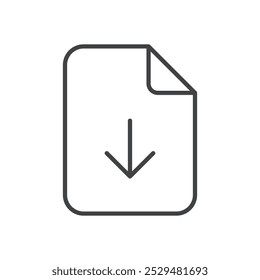File with a down arrow symbolizing file downloading.