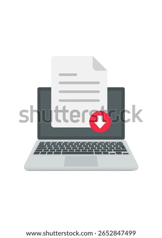 File download button on laptop screen. Downloading document concept. Vector illustration stock illustration