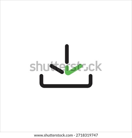 File Download Completed Linear Icon with Arrow Tray and Check Mark