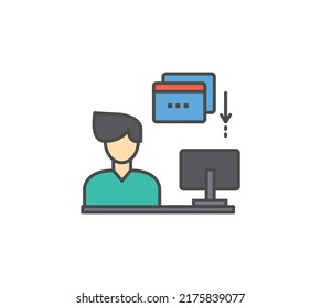 File download computer icon on white background.