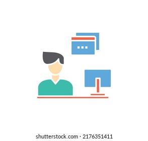 File download computer icon on white background.