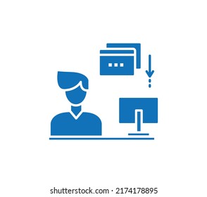 File Download Computer Solid Icon On White Background.