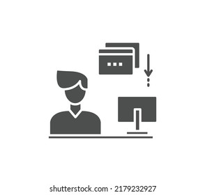 File Download Computer Solid Icon On White Background.