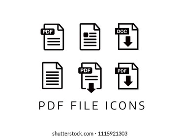 File download icon. Document icon set. PDF file download icon