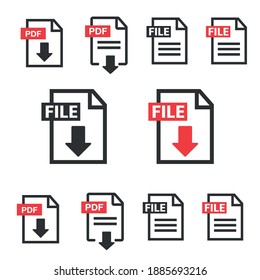 File download icon. Document icon set. PDF file download icon