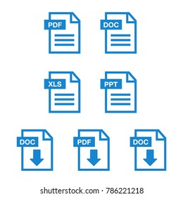 File download icon. Document icon set. PDF file download icon