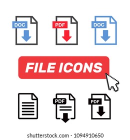 File download icon. Document text, symbol web format information