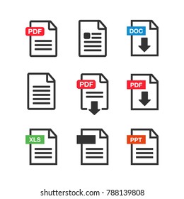File download icon. Document text, symbol web format information. Pdf icon