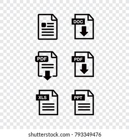 File download icon. Document text, symbol web format information. Document icon set