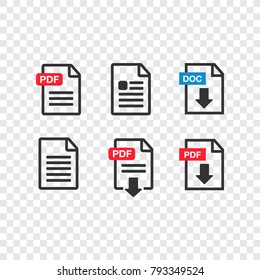 File download icon. Document text, symbol web format information. Pdf icon