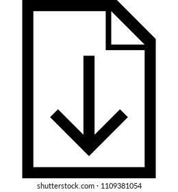 File download icon. Down arrow on a piece of paper. Suitable for all devices, SEO, SMM, UX. Pixel precise design. Perfect for use in presentations, analytical reports, branding. Use it on any surface