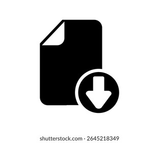 Ícone de download de arquivo com setas para baixo, representando salvar arquivo, armazenar arquivo, projeto de vetor de transferência de arquivo e ilustração. 

