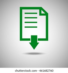 File download icon. Flat style. Grey background. Vector illustration.