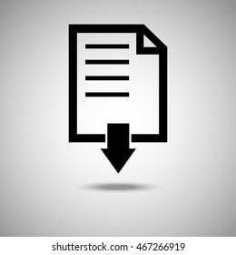 File download icon. Flat style. Grey background. Vector illustration.